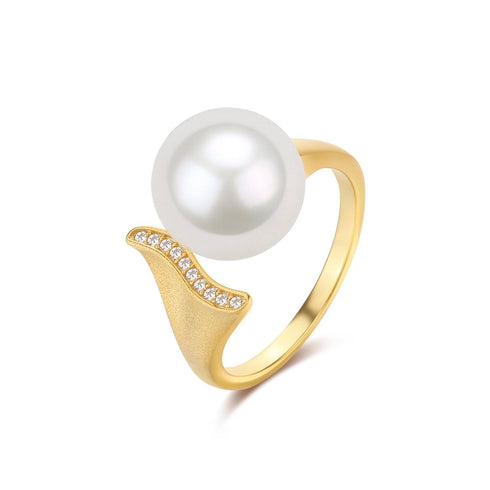 Pearl Mermaid Zirconia Gold Ring